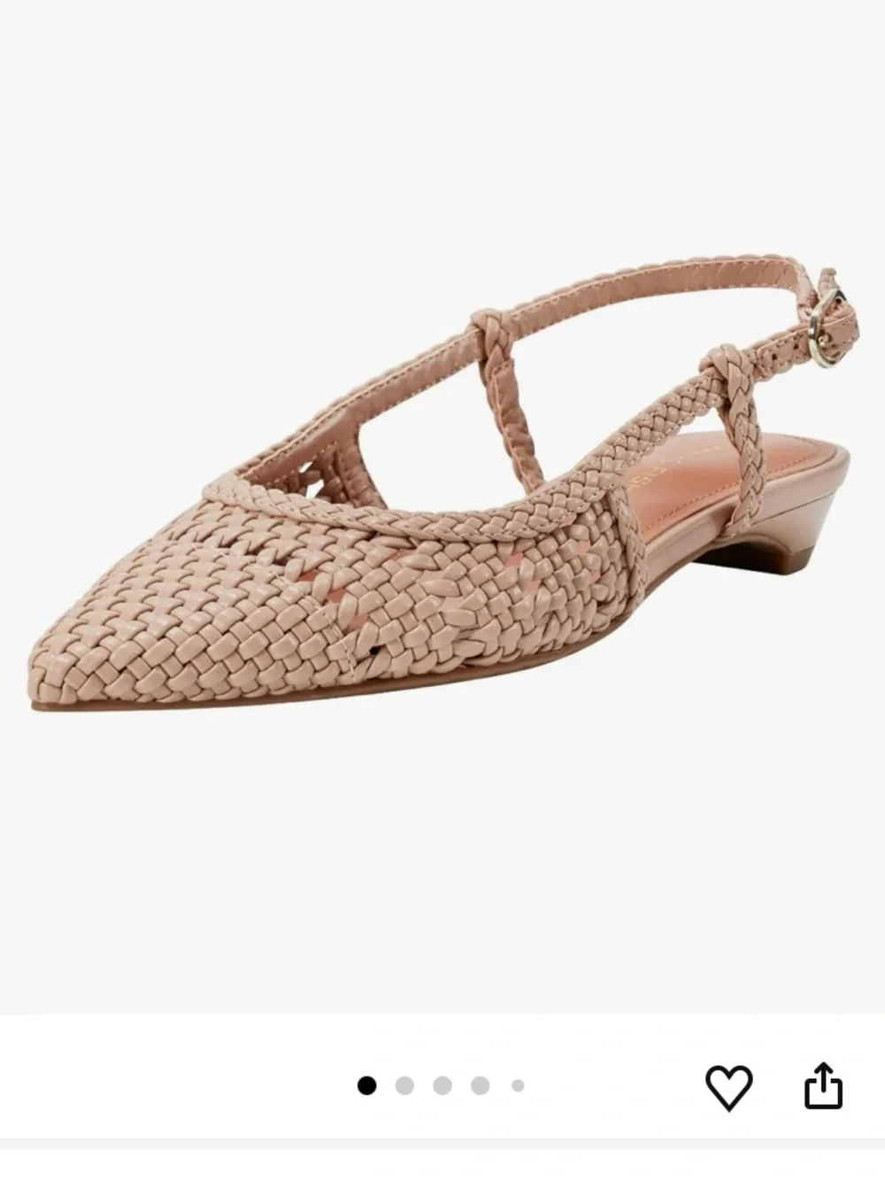 Marc Fisher Woven Pointed-Toe Slingback Flats in Light Beige - Picture 7 of 7